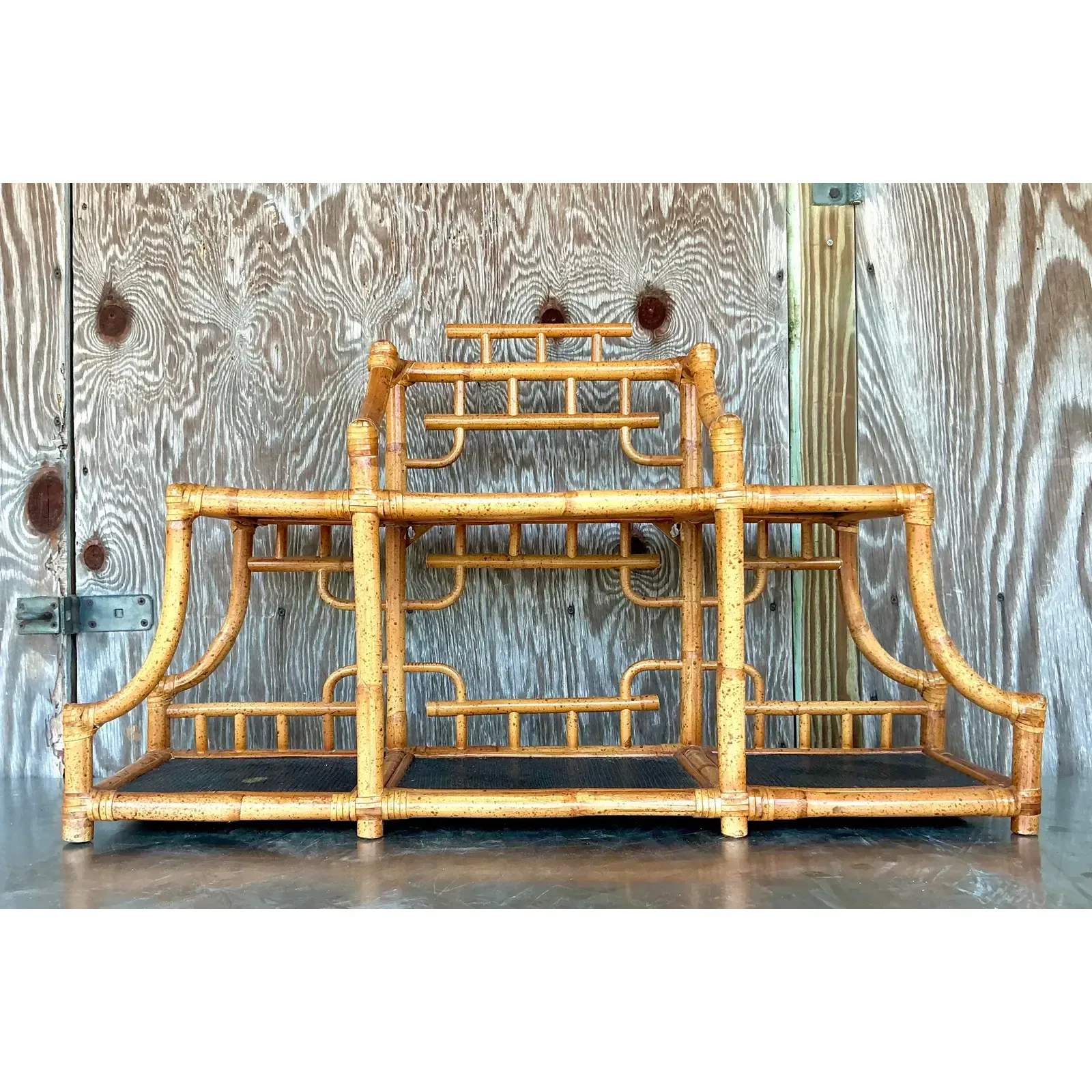 Vintage Boho Bent Bamboo Table Top Etagere — additional photo 1