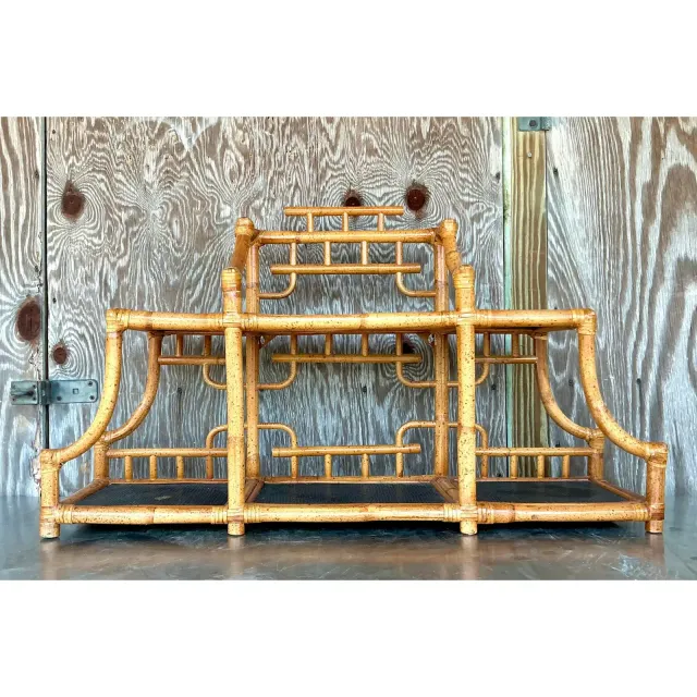 Vintage Boho Bent Bamboo Table Top Etagere — additional photo 1