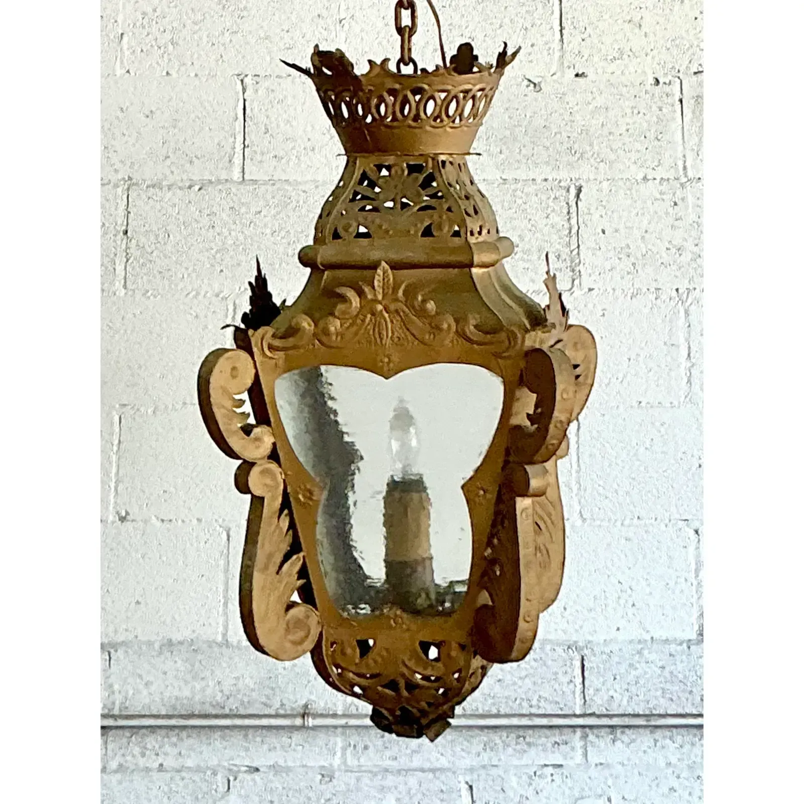 Vintage Boho Pierced Metal Lantern — additional photo 5