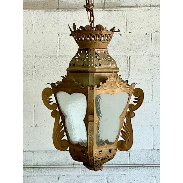 Vintage Boho Pierced Metal Lantern — additional photo 2