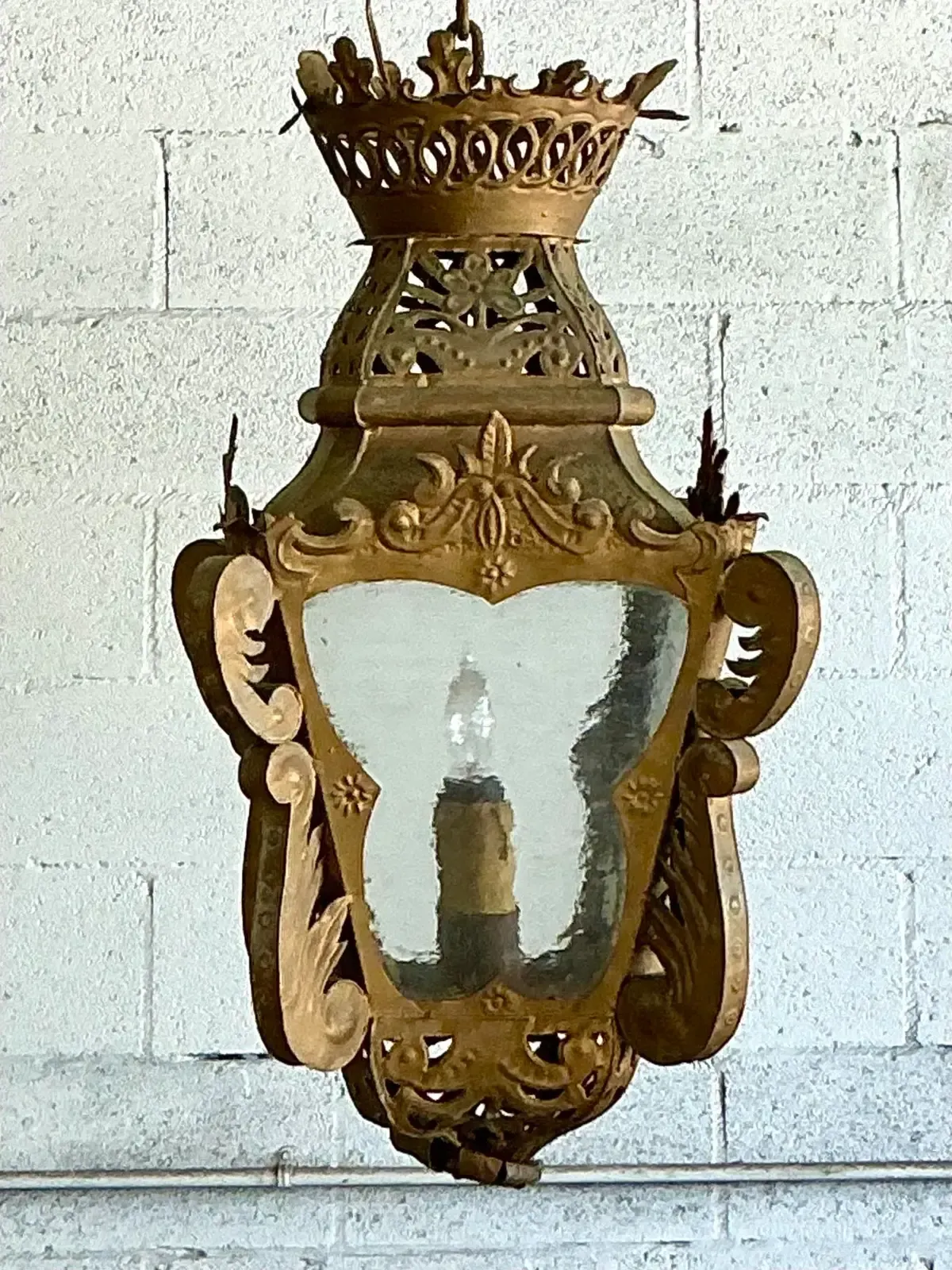 Vintage Boho Pierced Metal Lantern — additional photo 3