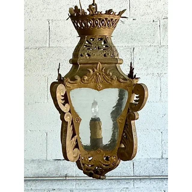 Vintage Boho Pierced Metal Lantern — additional photo 3