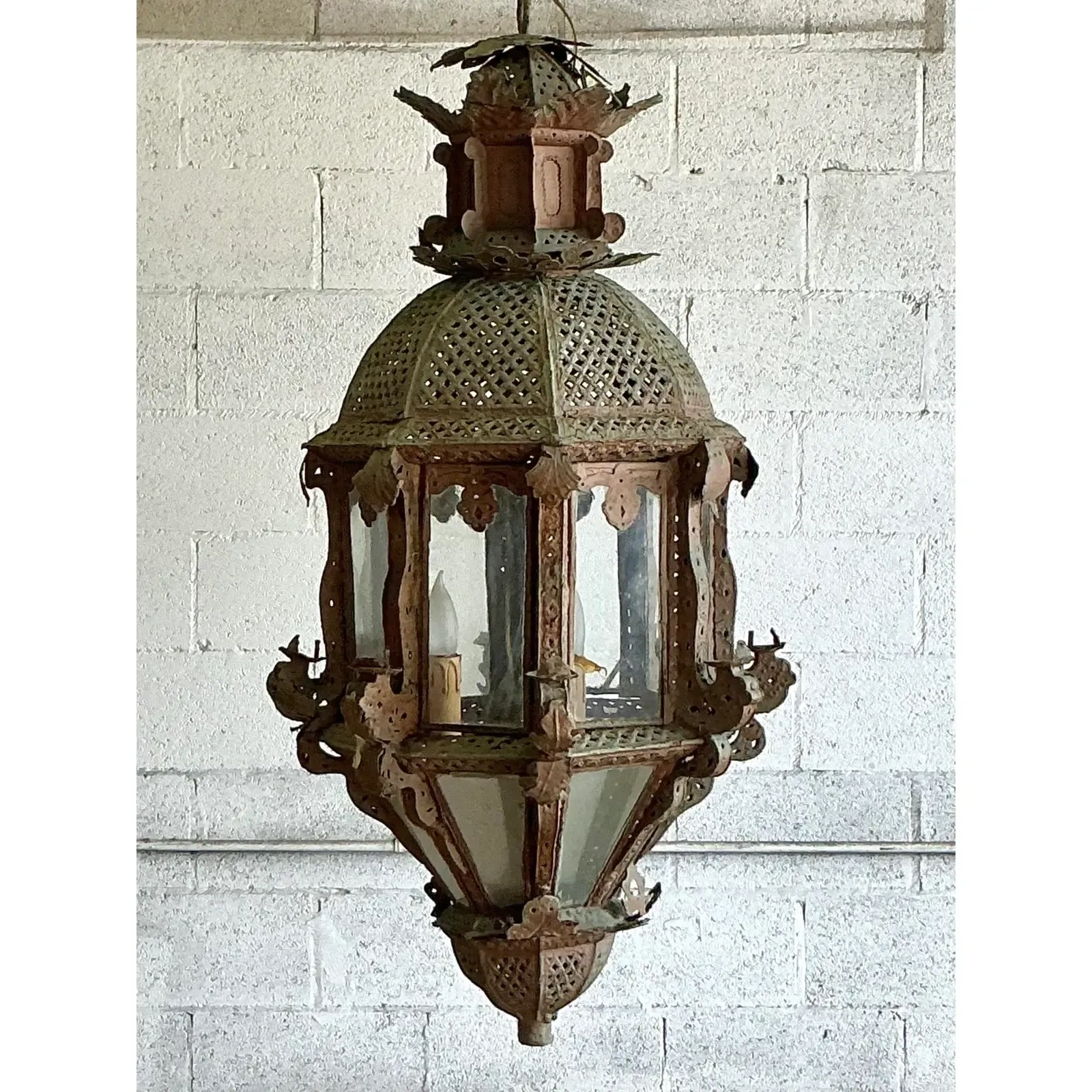Vintage Boho Moroccan Patinated Lantern — additional photo 1