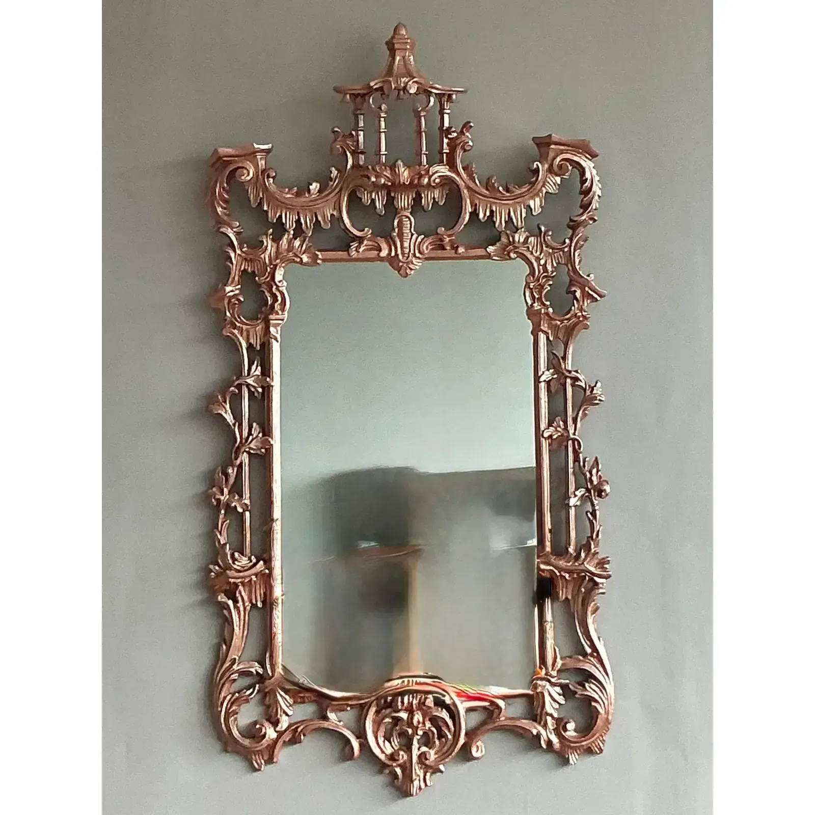 Vintage Regency Copper Finish Pagoda Mirror — additional photo 2