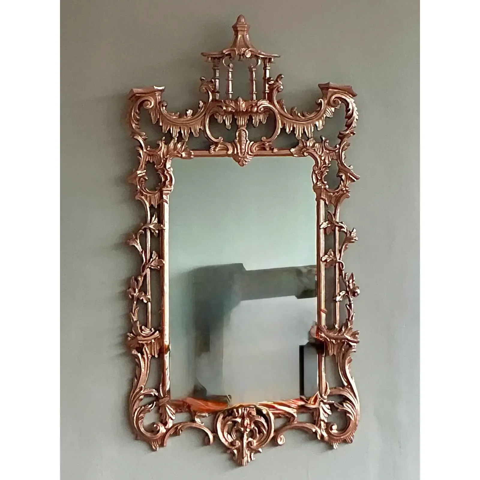 Vintage Regency Copper Finish Pagoda Mirror — additional photo 5
