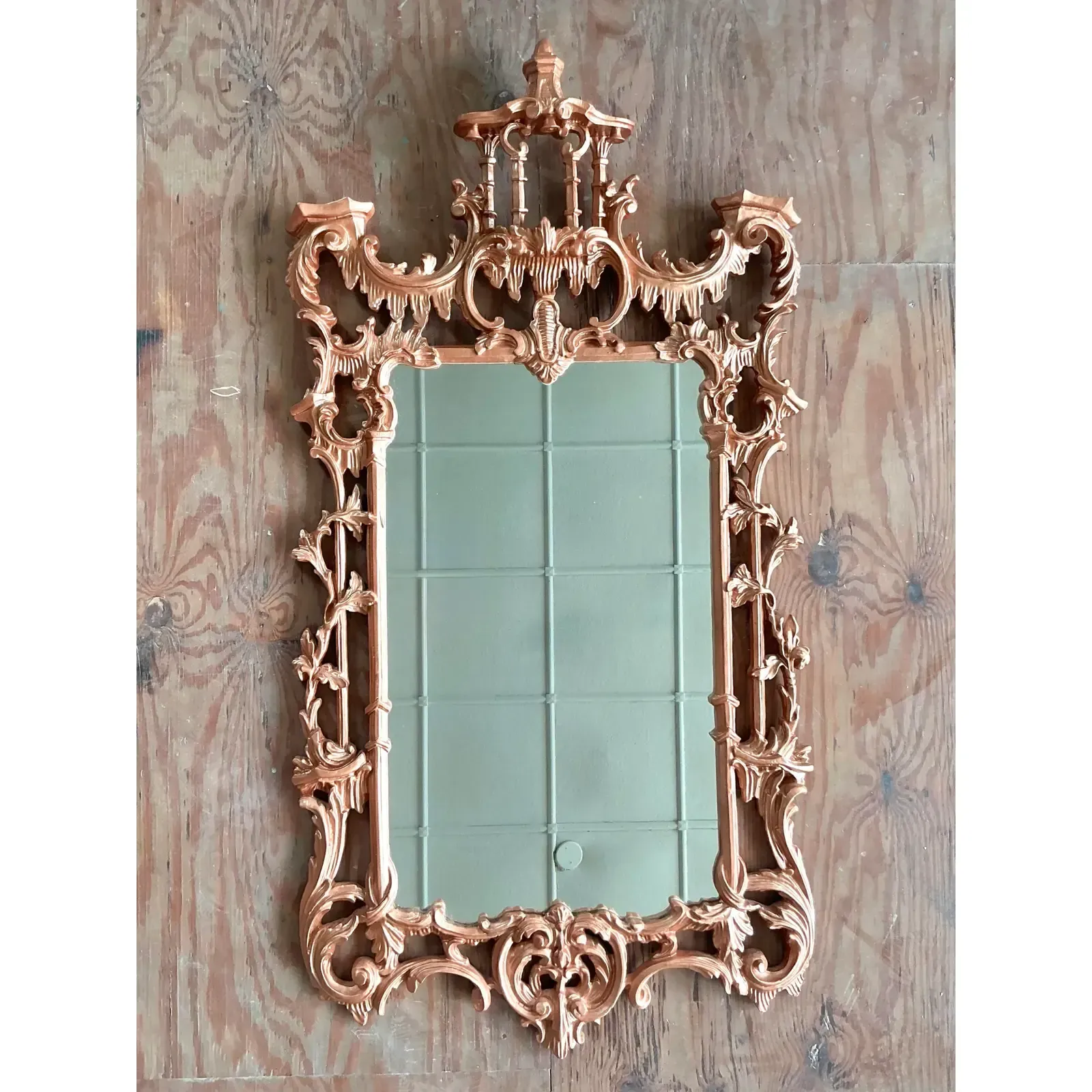 Vintage Regency Copper Finish Pagoda Mirror — additional photo 4