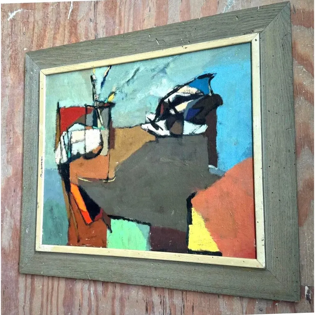Vintage Boho Abstract Painting Oil on Canvas — additional photo 6