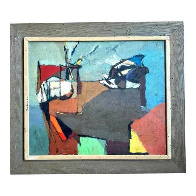 Vintage Boho Abstract Painting Oil on Canvas — additional photo 1