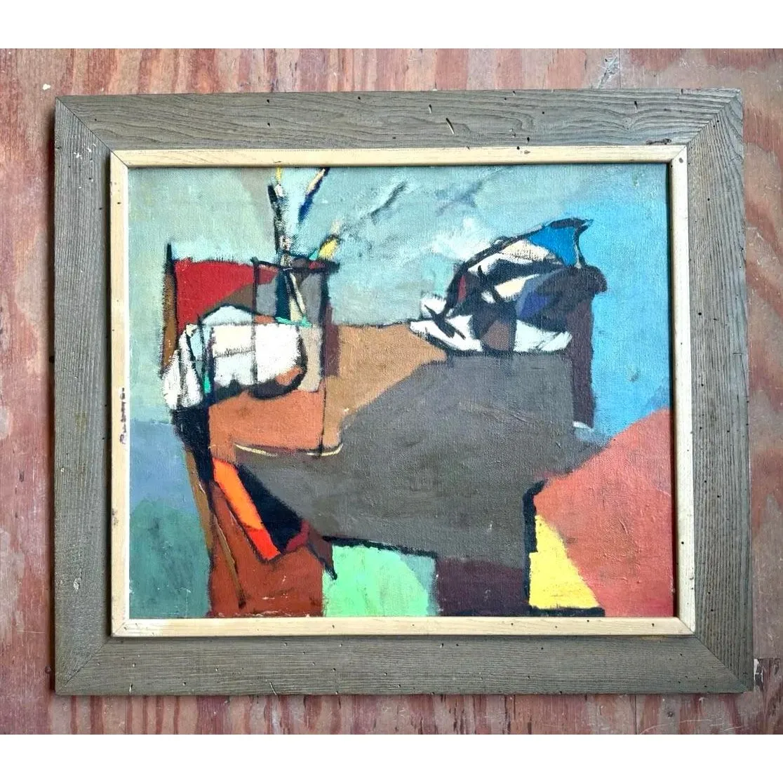 Vintage Boho Abstract Painting Oil on Canvas — additional photo 4
