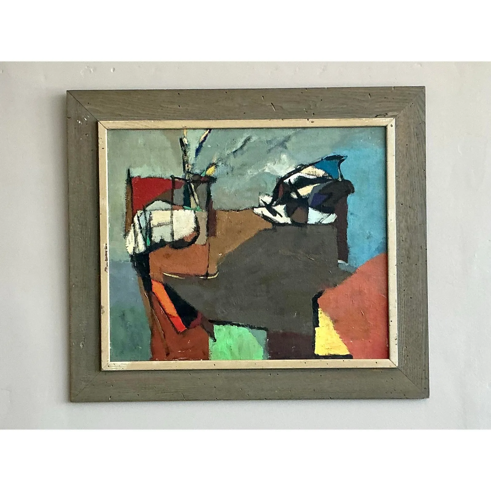 Vintage Boho Abstract Painting Oil on Canvas — additional photo 2