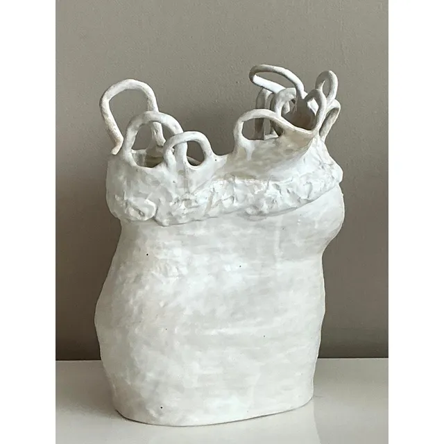 Vintage Boho Original Slab Built Studio Pottery Vase — additional photo 5