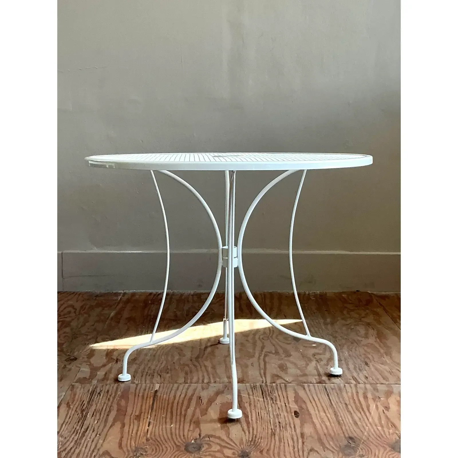 Vintage Regency Wrought Iron Dining Table After Russell Woodard