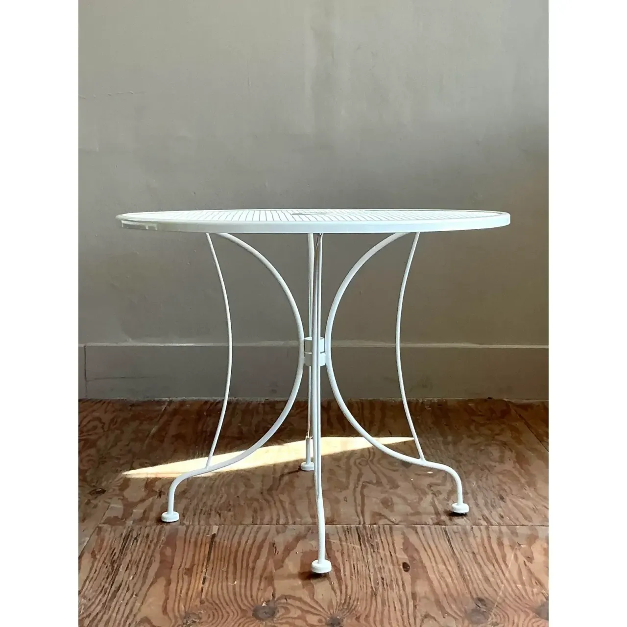 Vintage Regency Wrought Iron Dining Table After Russell Woodard