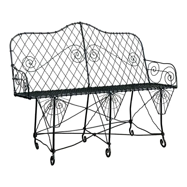 Late 20th Century Regency Trellis Wrought Iron Bench — additional photo 4
