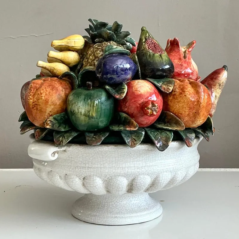Vintage Regency Monumental Glazed Ceramic Bowl of Fruit — additional photo 6
