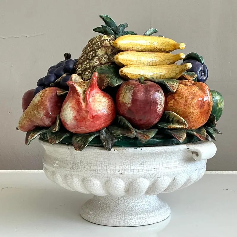 Vintage Regency Monumental Glazed Ceramic Bowl of Fruit — additional photo 7