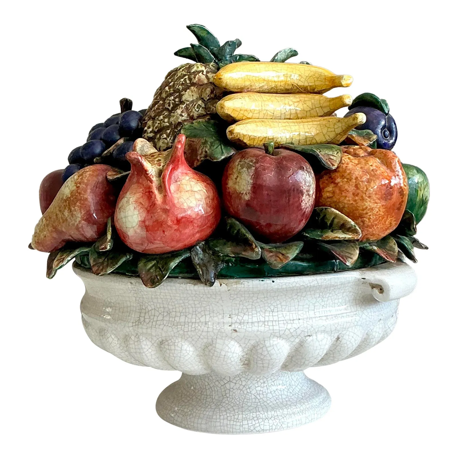 Vintage Regency Monumental Glazed Ceramic Bowl of Fruit — additional photo 1