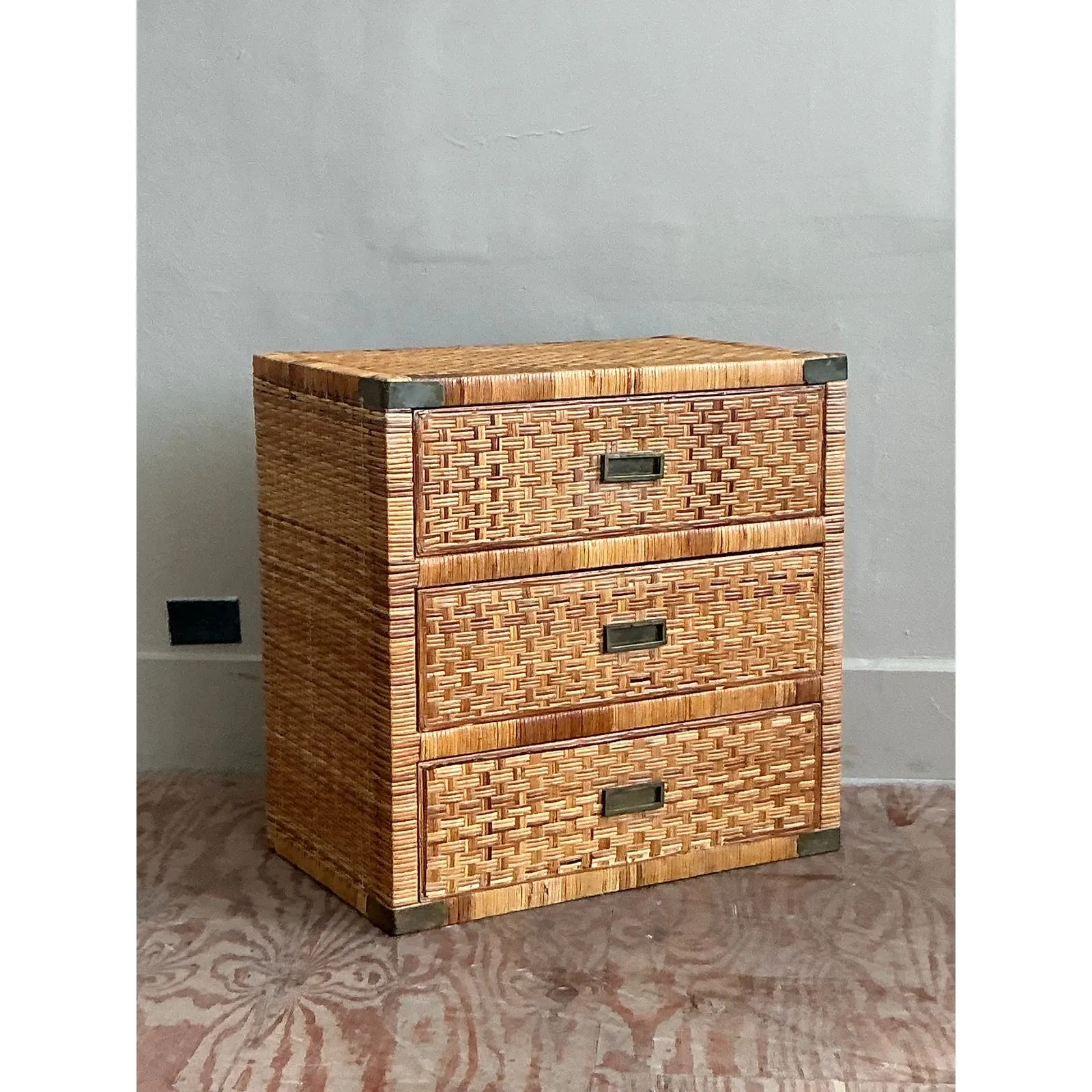 Vintage Coastal Wrapped Rattan Chest of Drawers — additional photo 5