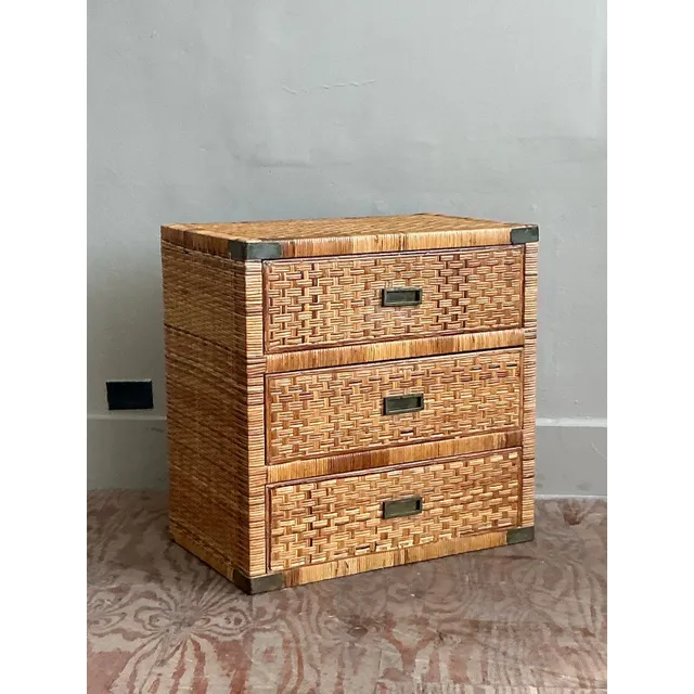 Vintage Coastal Wrapped Rattan Chest of Drawers — additional photo 5