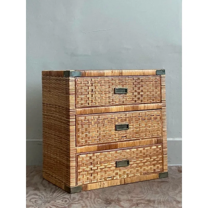 Vintage Coastal Wrapped Rattan Chest of Drawers — additional photo 6