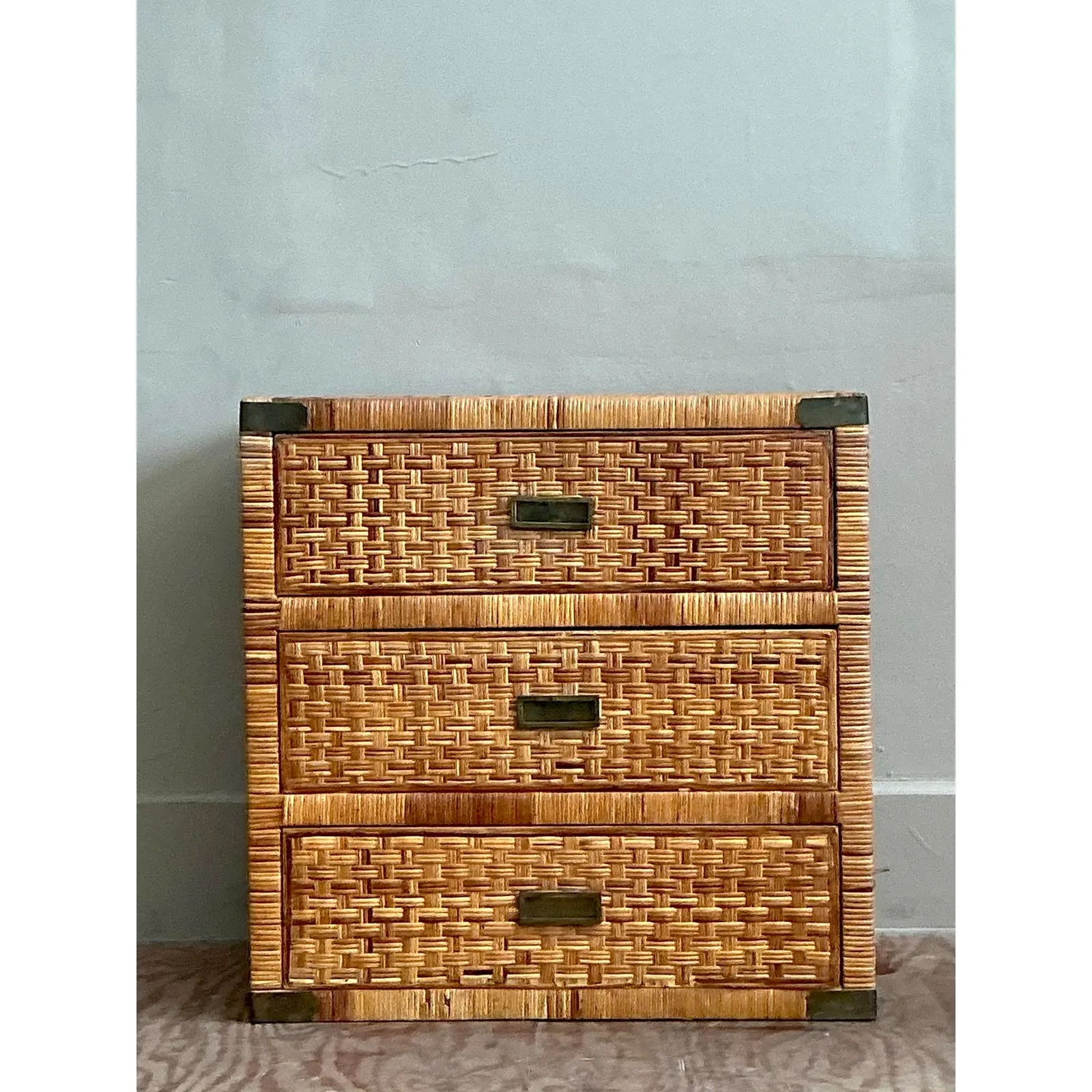 Vintage Coastal Wrapped Rattan Chest of Drawers — additional photo 4