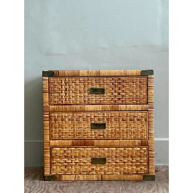 Vintage Coastal Wrapped Rattan Chest of Drawers — additional photo 4