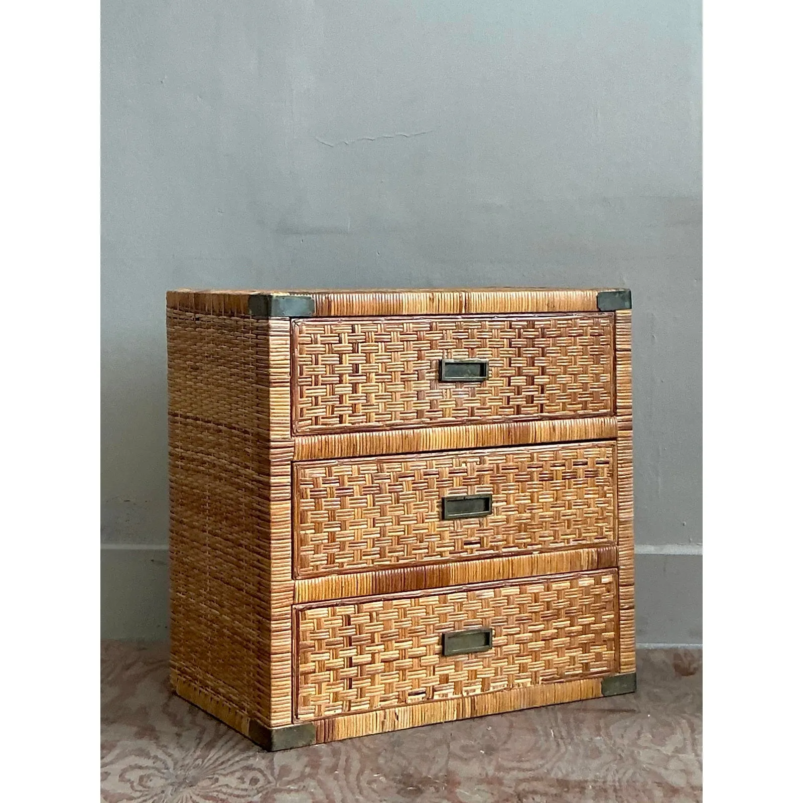 Vintage Coastal Wrapped Rattan Chest of Drawers — additional photo 7