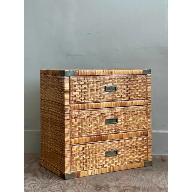 Vintage Coastal Wrapped Rattan Chest of Drawers — additional photo 7