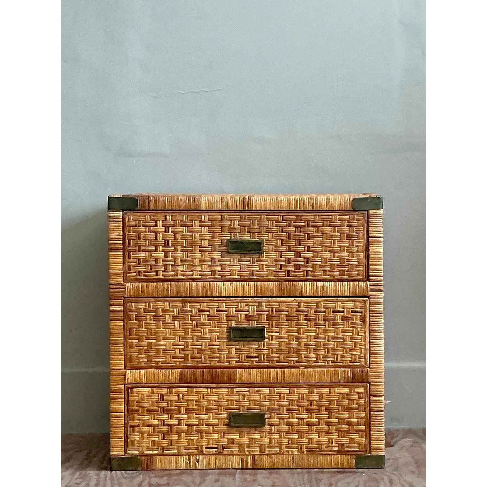 Vintage Coastal Wrapped Rattan Chest of Drawers — additional photo 8