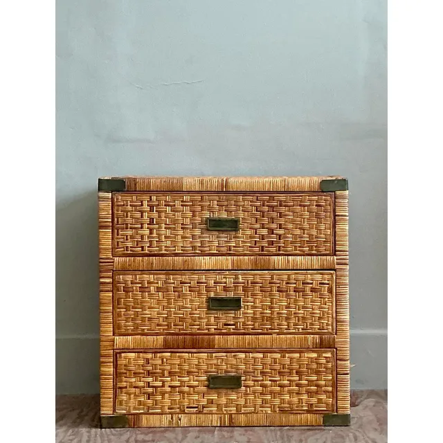 Vintage Coastal Wrapped Rattan Chest of Drawers — additional photo 8