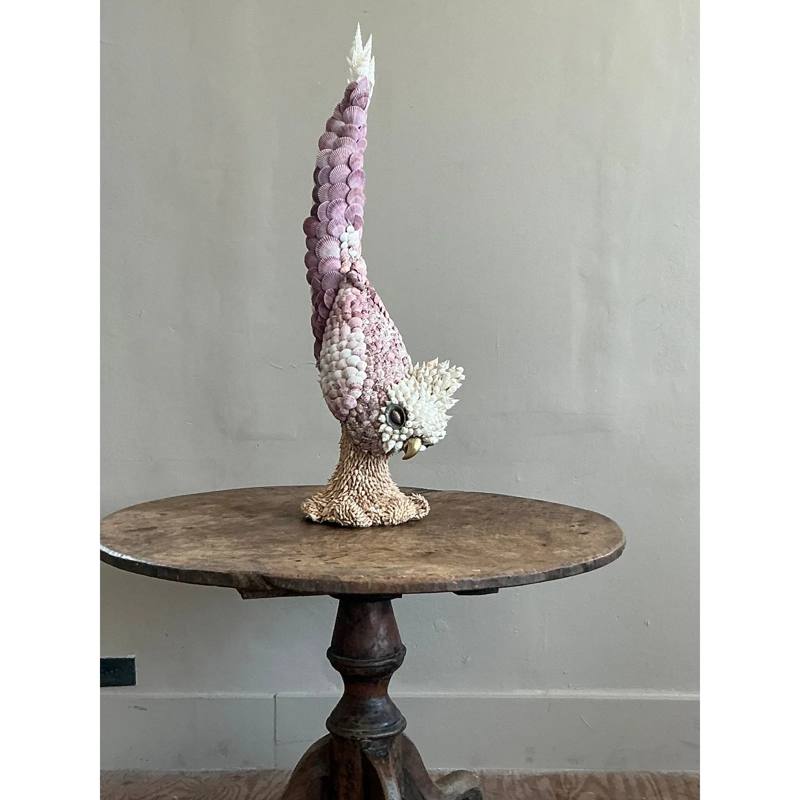 Vintage Coastal Monumental Shell Encrusted Cockatoo — additional photo 6