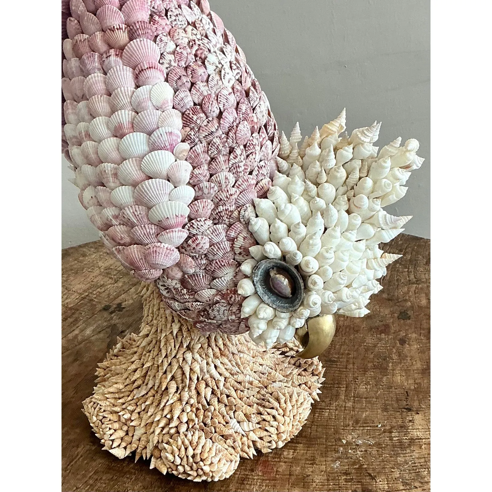 Vintage Coastal Monumental Shell Encrusted Cockatoo — additional photo 7