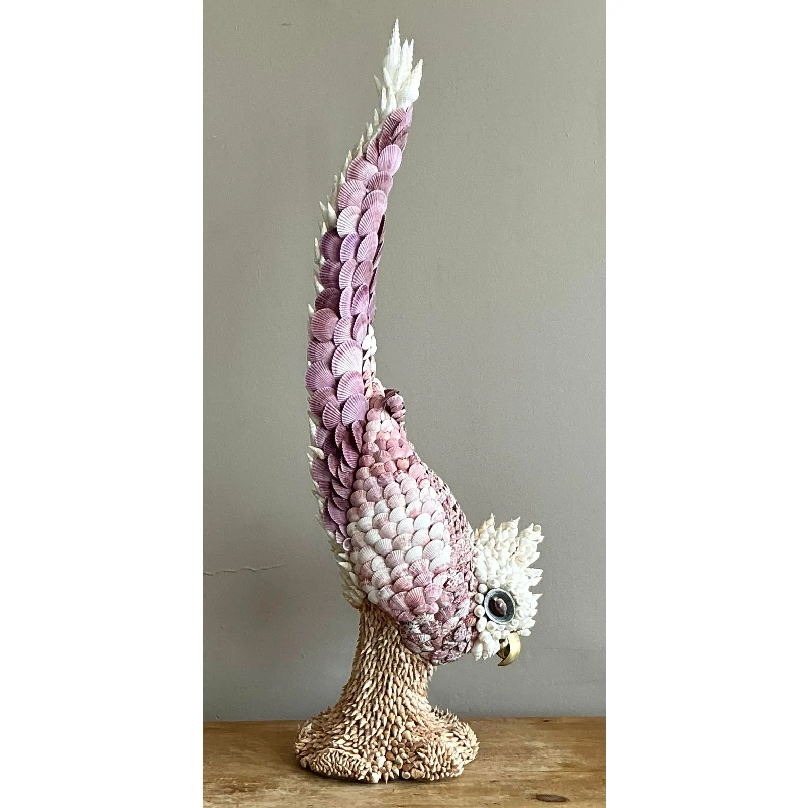 Vintage Coastal Monumental Shell Encrusted Cockatoo — additional photo 2