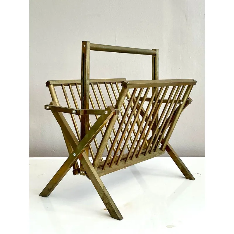 Vintage Modernist Brass Newspaper Rack — additional photo 3