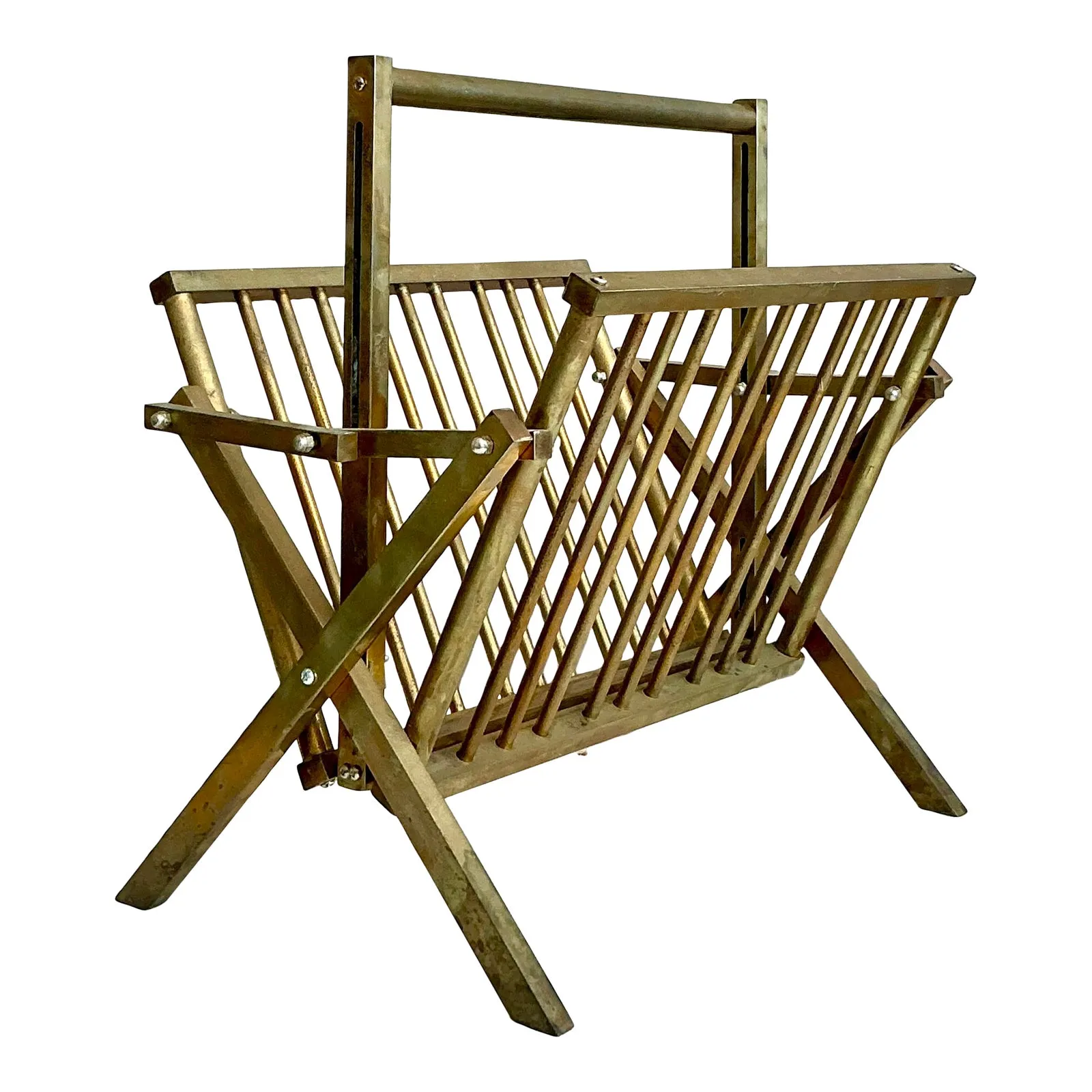 Vintage Modernist Brass Newspaper Rack
