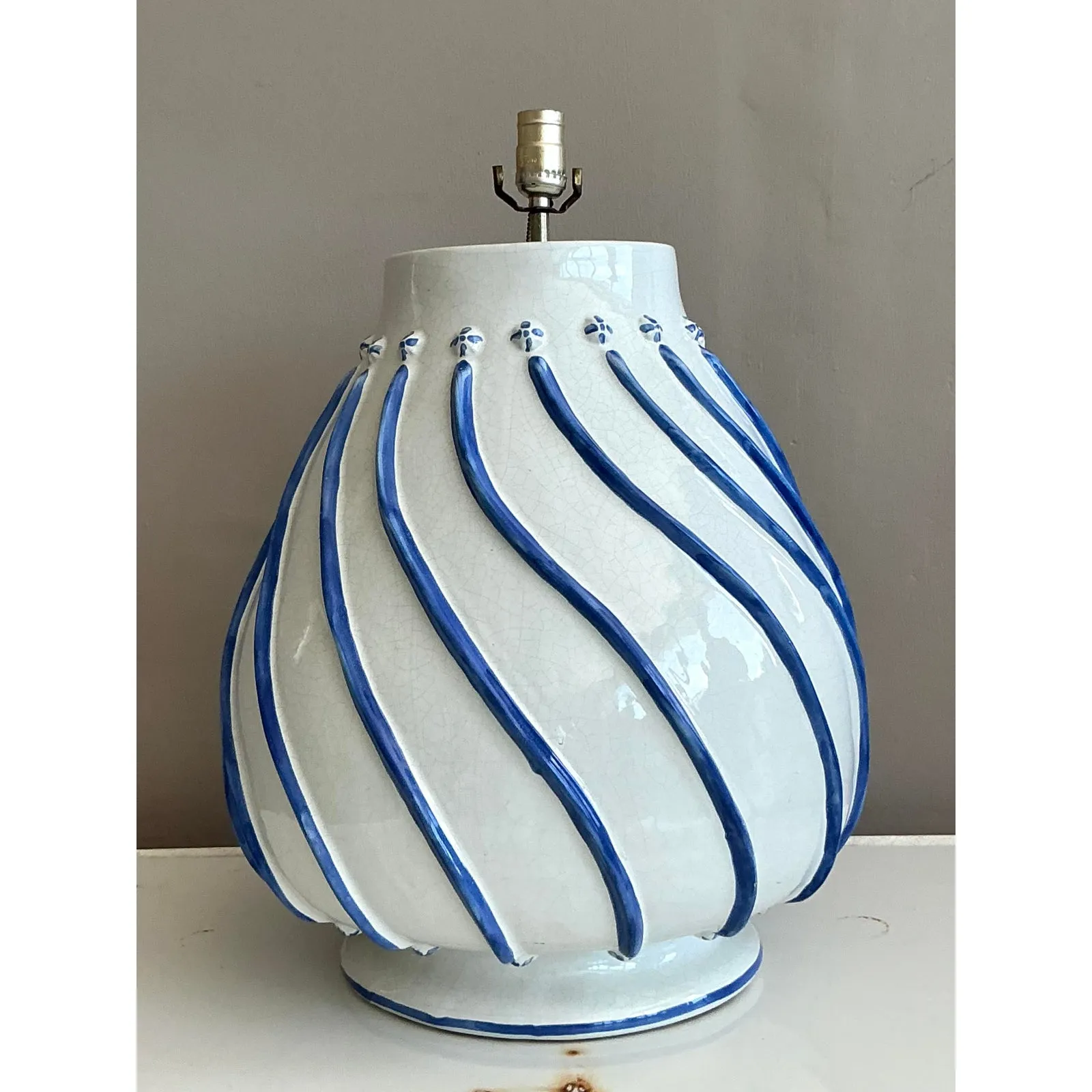 Vintage Boho Glazed Ceramic Lamp — additional photo 4