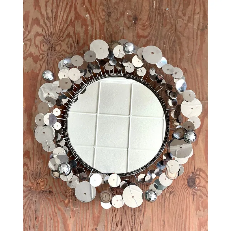 Vintage Boho Signed Curtis Jere Chrome “Raindrops” Mirror — additional photo 4
