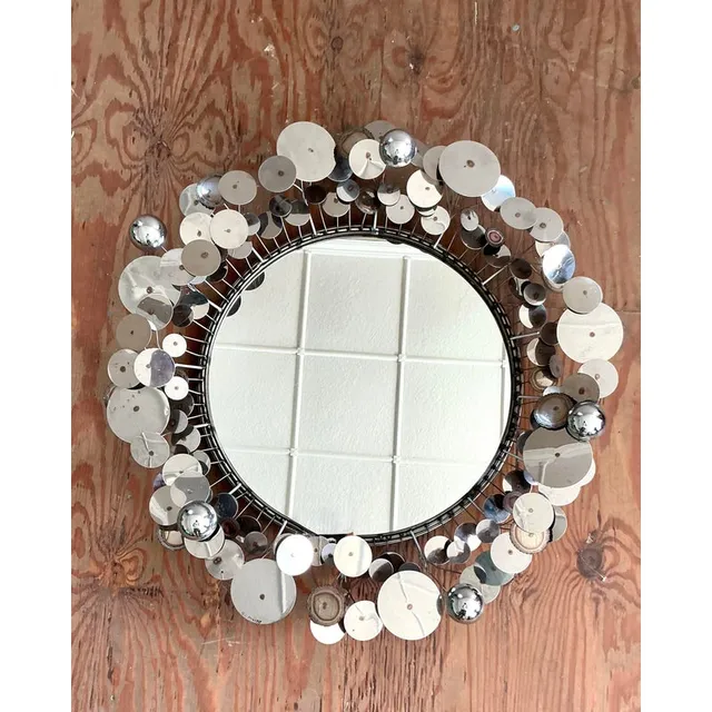 Vintage Boho Signed Curtis Jere Chrome “Raindrops” Mirror — additional photo 5