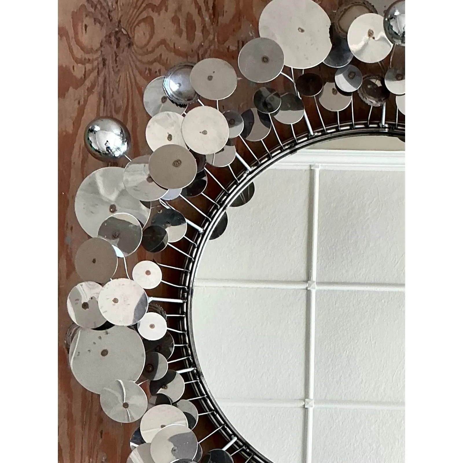 Vintage Boho Signed Curtis Jere Chrome “Raindrops” Mirror — additional photo 6