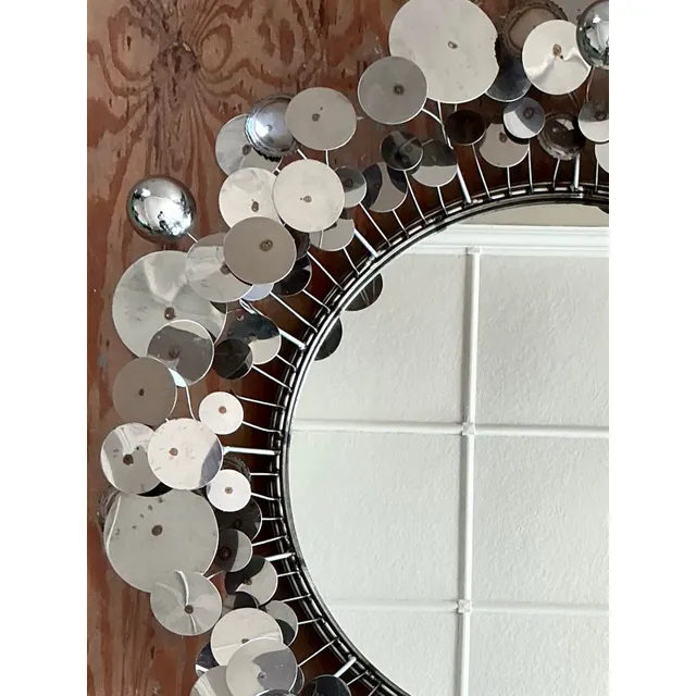 Vintage Boho Signed Curtis Jere Chrome “Raindrops” Mirror — additional photo 6
