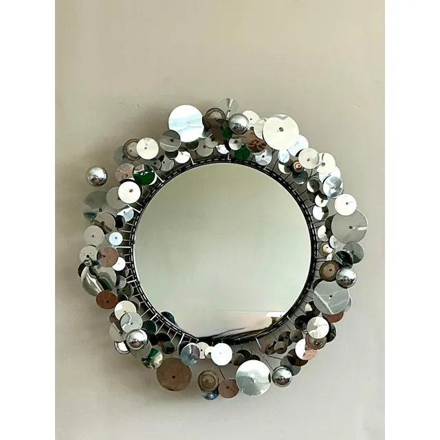Vintage Boho Signed Curtis Jere Chrome “Raindrops” Mirror — additional photo 4