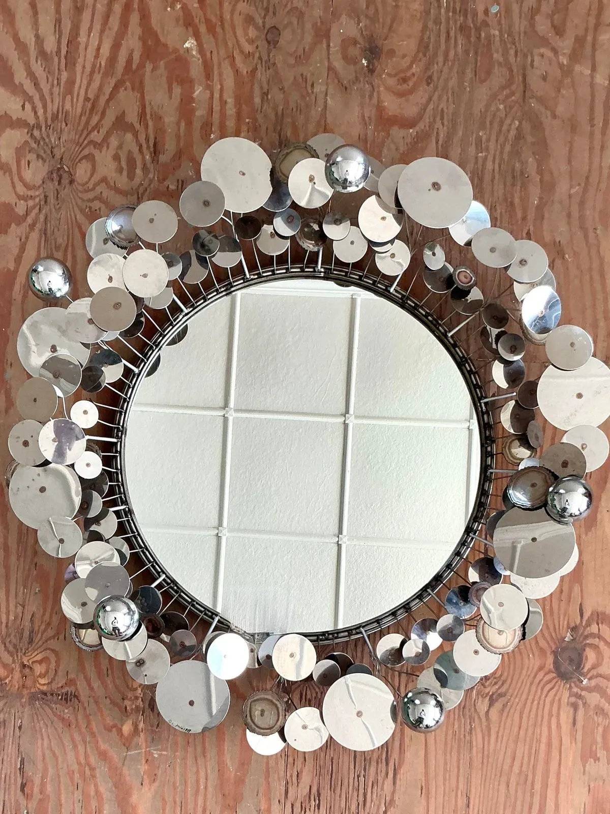Vintage Boho Signed Curtis Jere Chrome “Raindrops” Mirror — additional photo 7