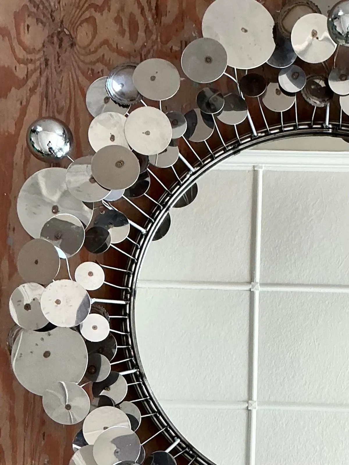 Vintage Boho Signed Curtis Jere Chrome “Raindrops” Mirror — additional photo 8