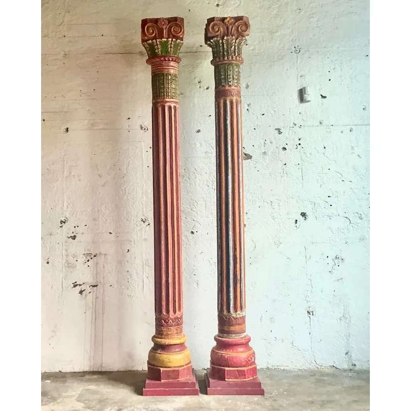 Vintage Boho Carved Corinthian Columns - A Set of 2 — additional photo 4