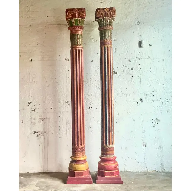 Vintage Boho Carved Corinthian Columns - A Set of 2 — additional photo 4