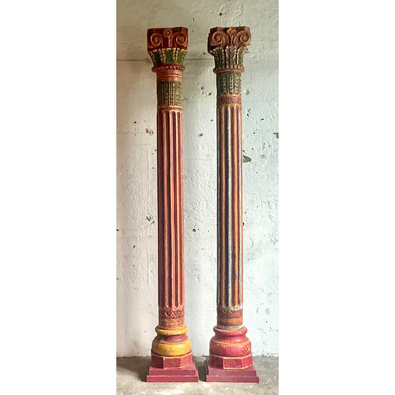 Vintage Boho Carved Corinthian Columns - A Set of 2 — additional photo 7