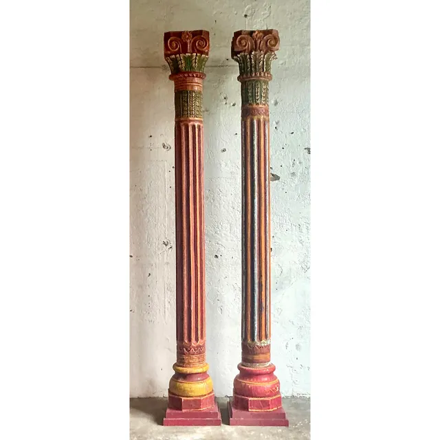 Vintage Boho Carved Corinthian Columns - A Set of 2 — additional photo 7