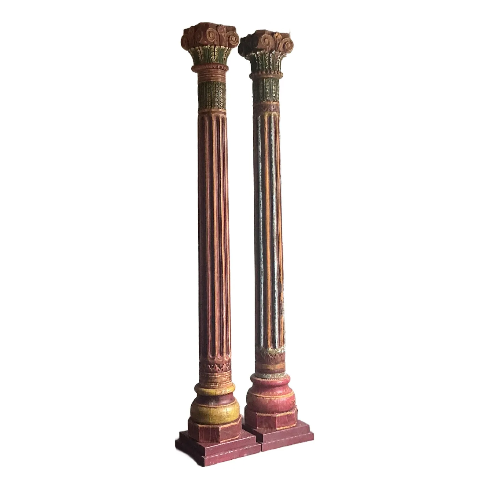 Vintage Boho Carved Corinthian Columns - A Set of 2 — additional photo 1