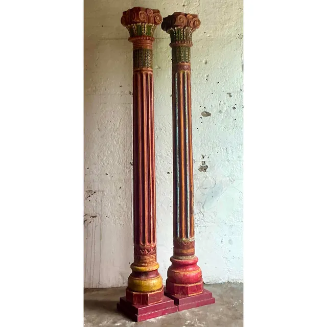 Vintage Boho Carved Corinthian Columns - A Set of 2 — additional photo 2