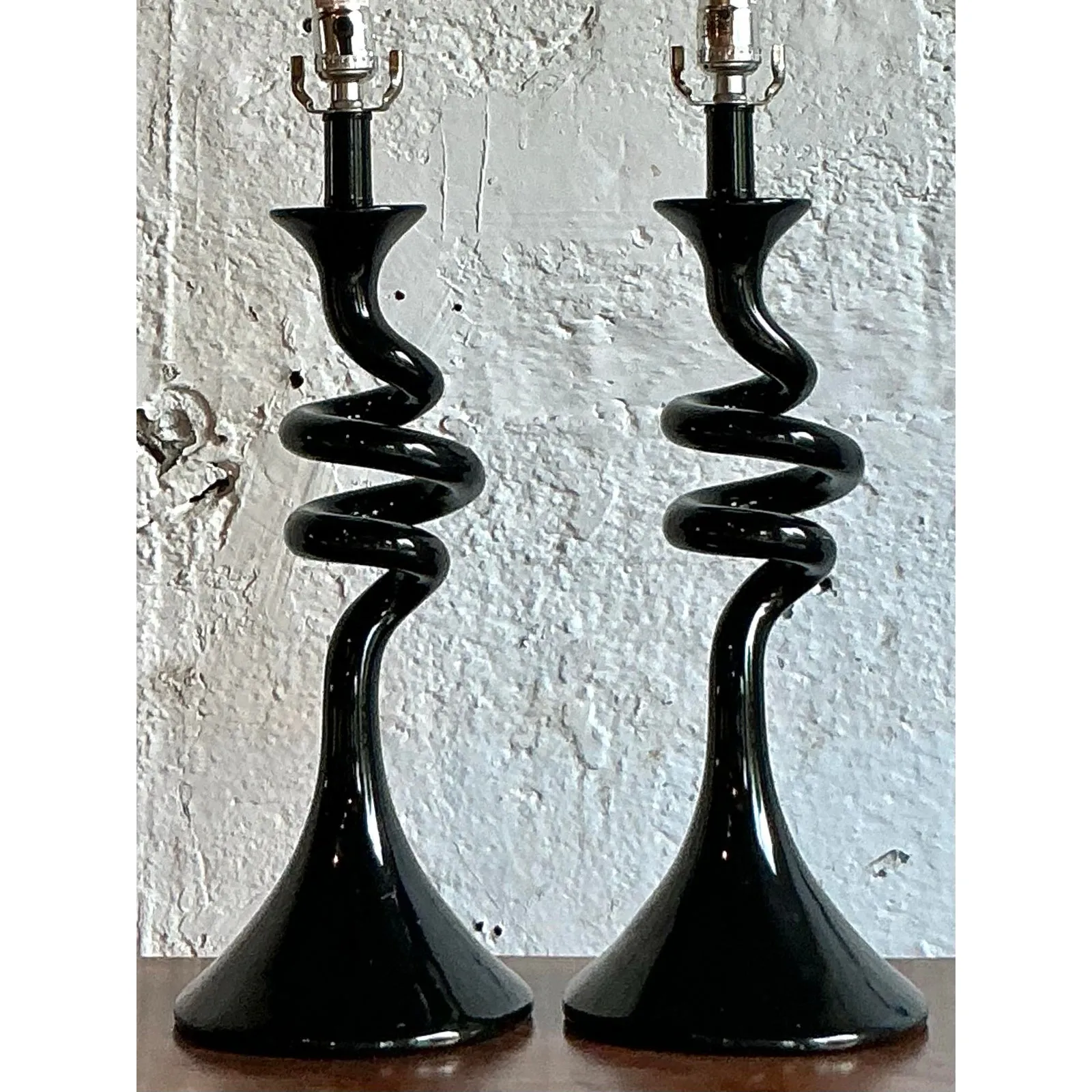 Vintage Boho Twisted Glass Lamps - A Pair — additional photo 4